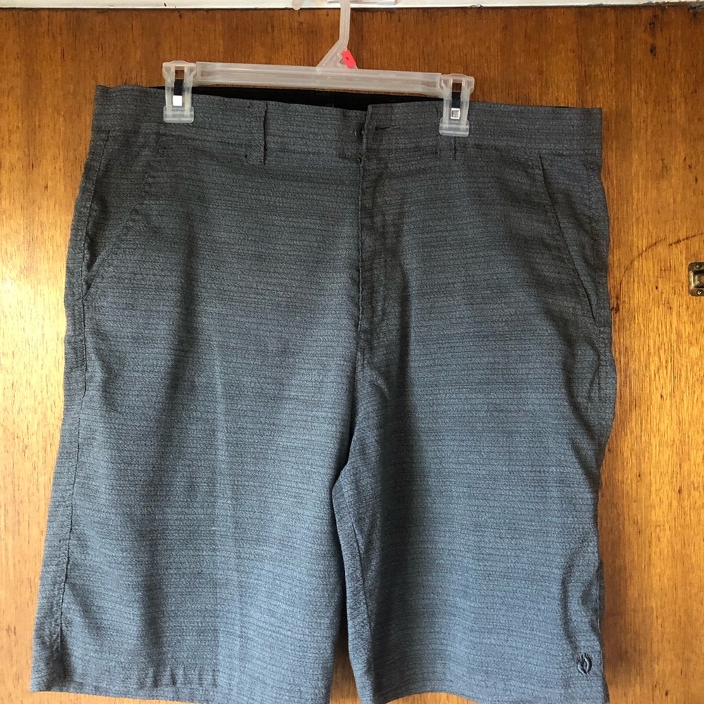 Hang Ten Mens 38 Heather Gray Hybrid Chino Casual Flat Front Performance Shorts